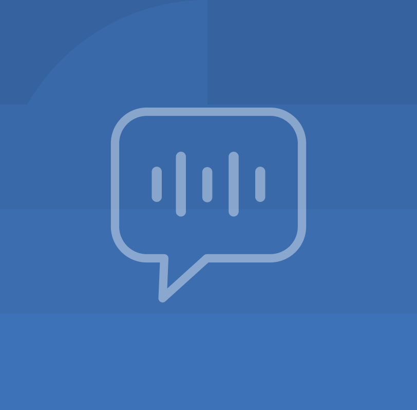 Chat bubble icon with a dark blue geometric background