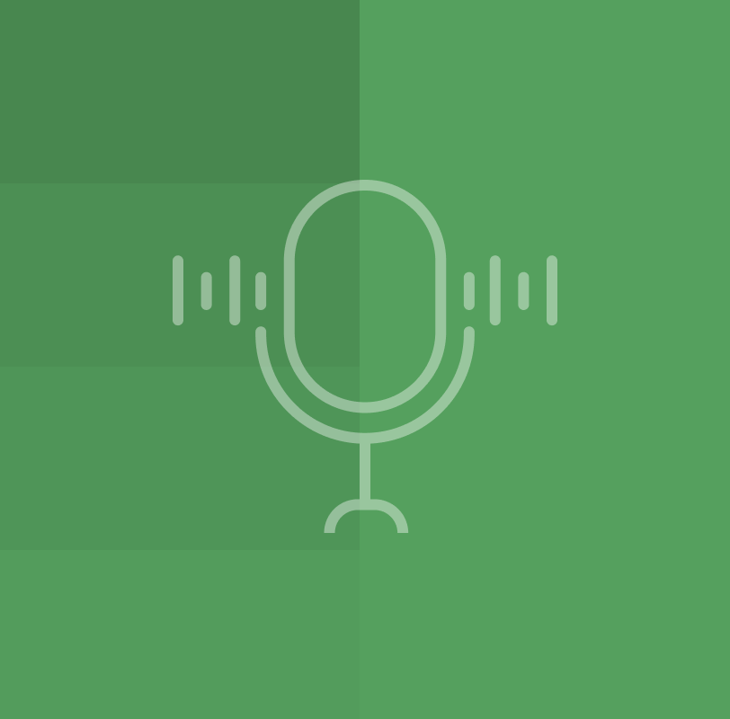 Microphone icon with a light green geometric background