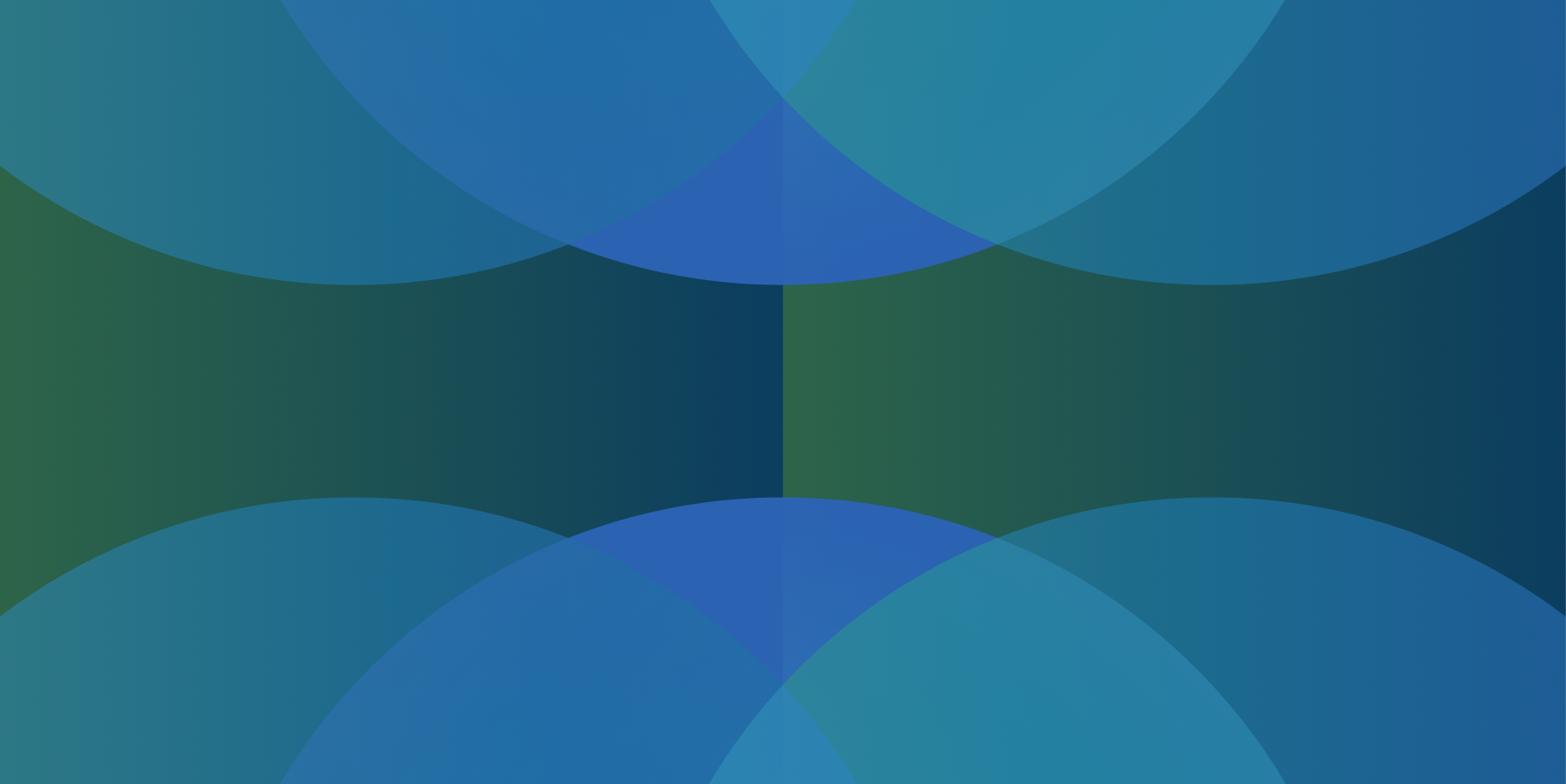 Overlapping circle graphics atop green and blue gradient