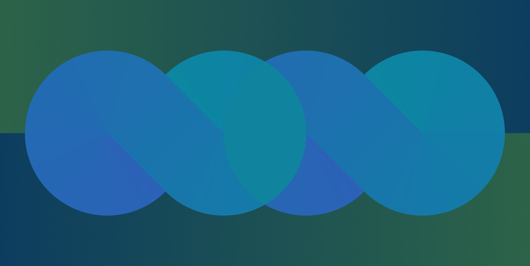 Abstract interlocking circle graphics with blue green gradient